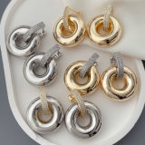 Metal round charm earrings