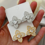 Pave zircon clover earrings
