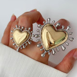 Metal two tone heart ring