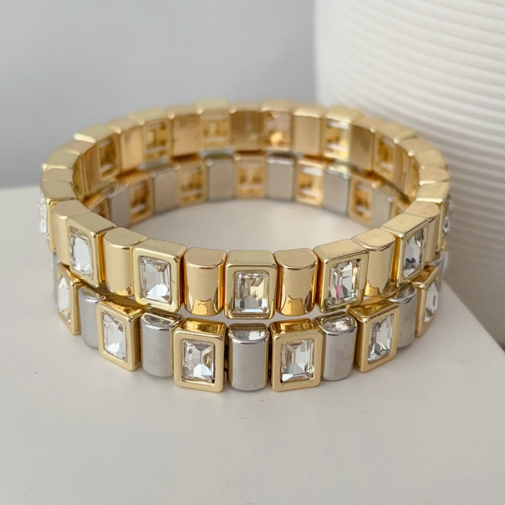 Elastic square stone bracelet