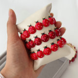 Enamel ladybug estic bracelet