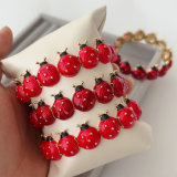 Enamel ladybug estic bracelet