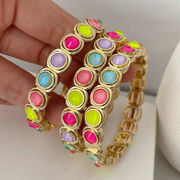 Colorful stone elstic bracelet