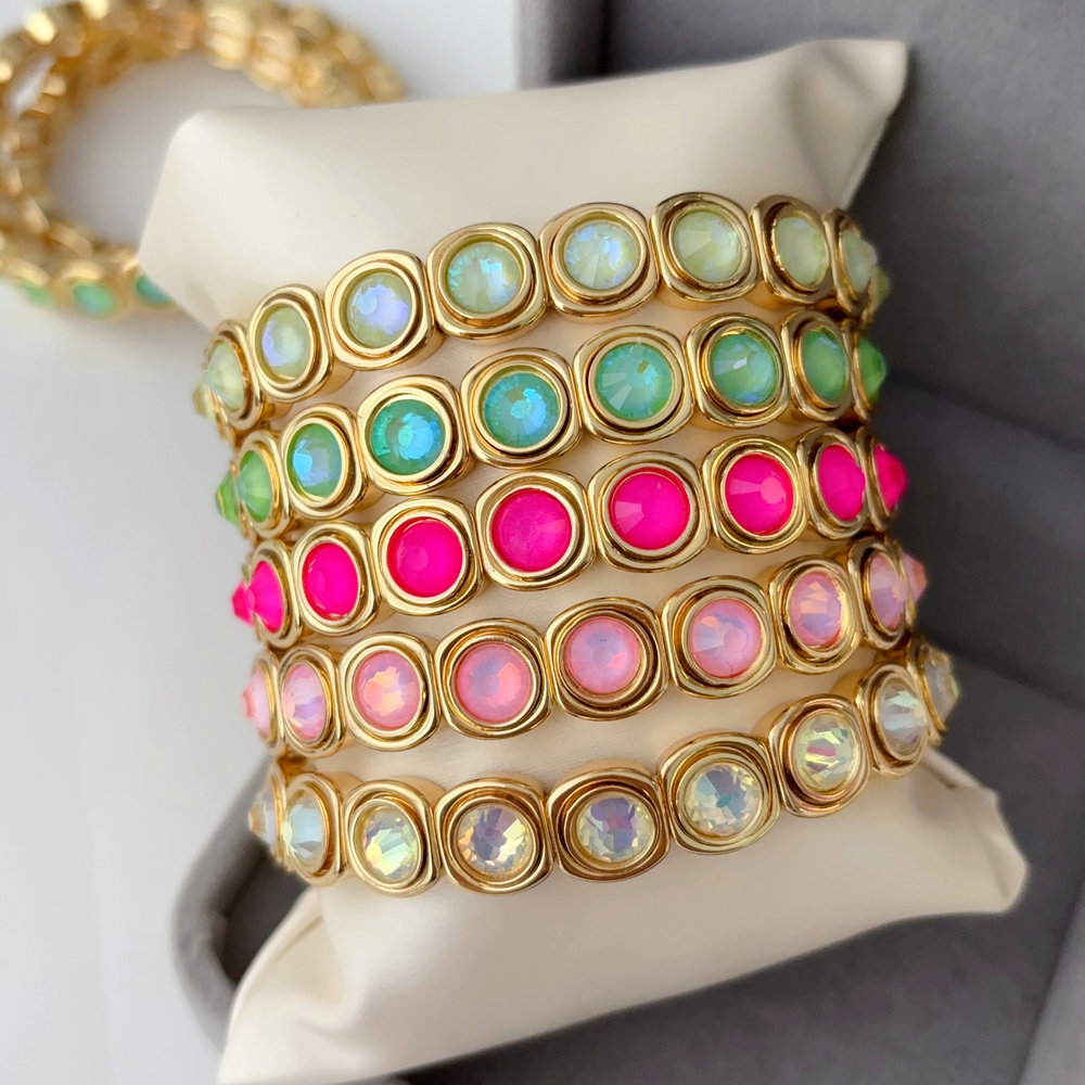 Colorful stone elstic bracelet