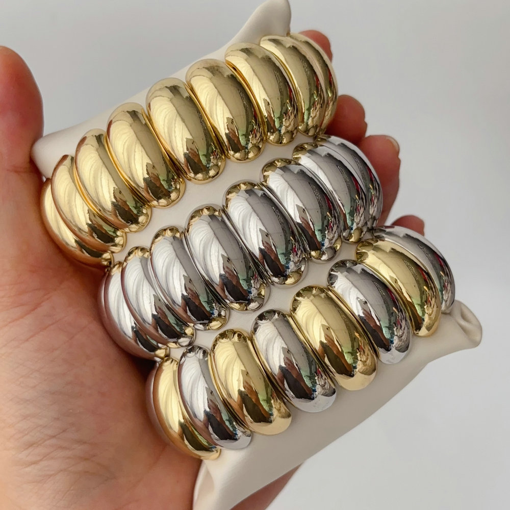 Metal chunky elstic bracelet