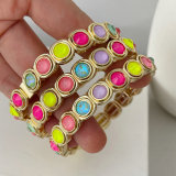 Colorful stone elstic bracelet