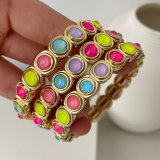 Colorful stone elstic bracelet