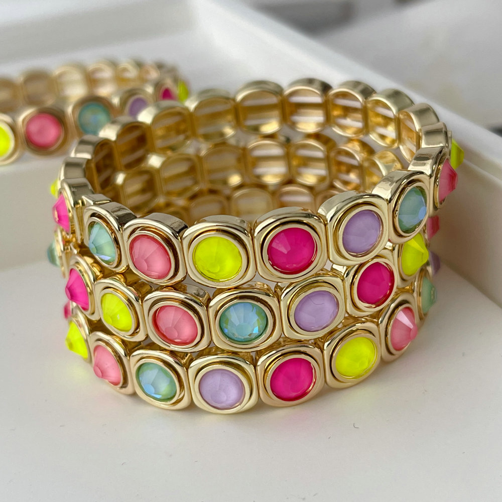 Colorful stone elstic bracelet