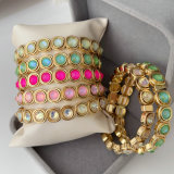 Colorful stone elstic bracelet