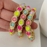 Colorful stone elstic bracelet