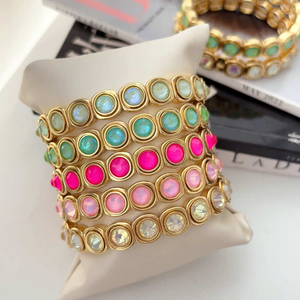Colorful stone elstic bracelet