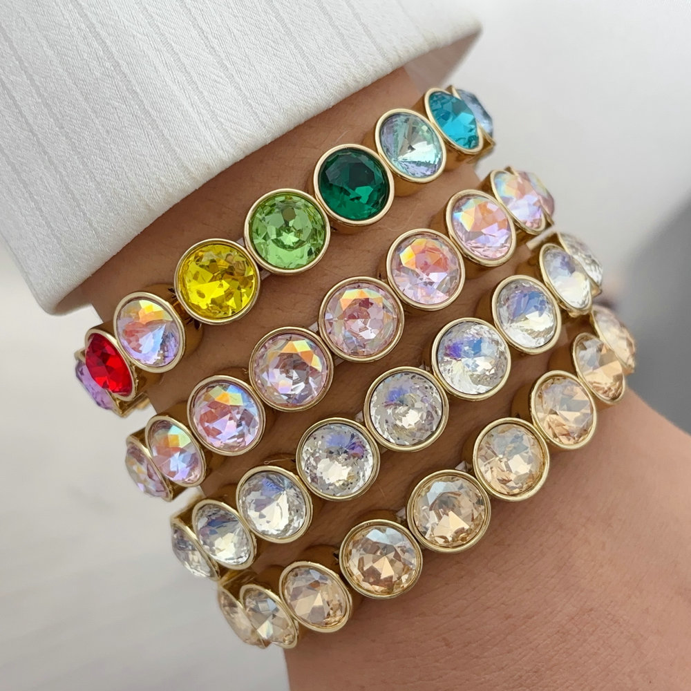 Round stone elstic bracelet