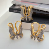 Pave zircon two tone butterfly ring