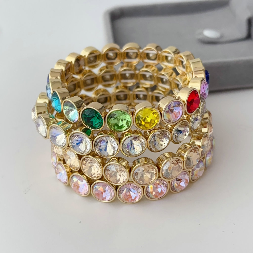 Round stone elstic bracelet