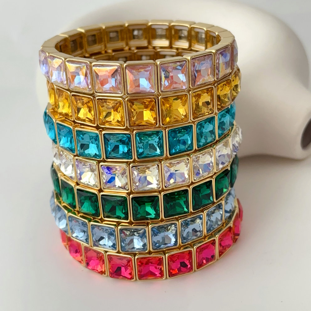 Sqaure stone elstic bracelet