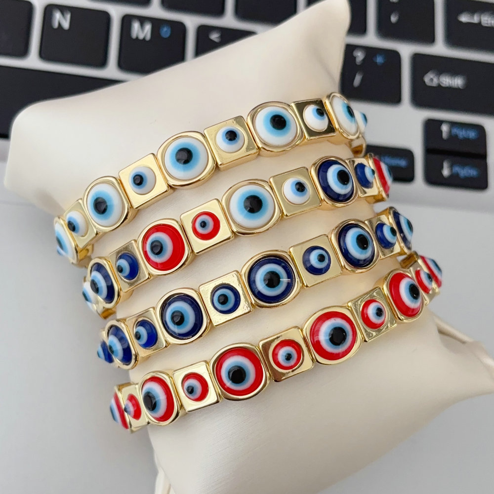 Enamel eye elstic bracelet