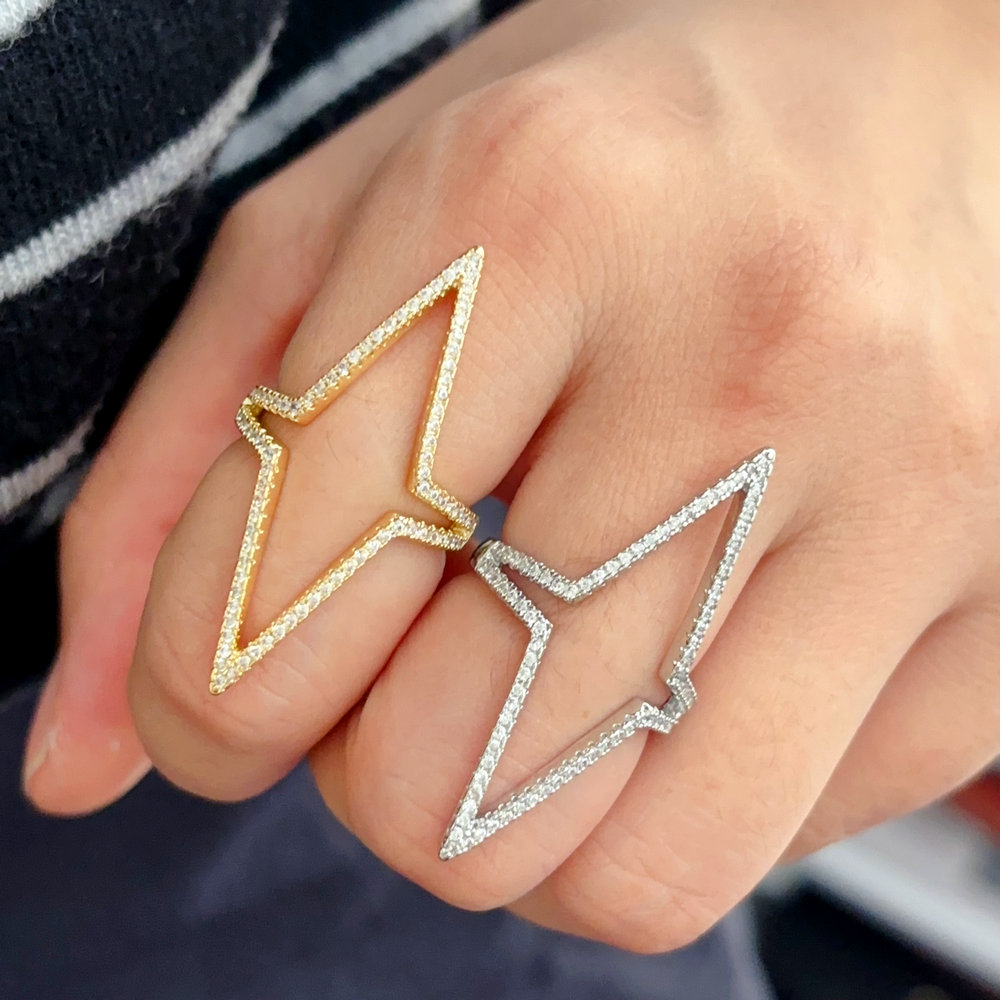 Pave zircon star ring