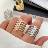 Pave zircon leaf ring