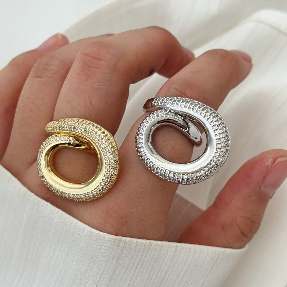 Pave zircon s shape fashion ring