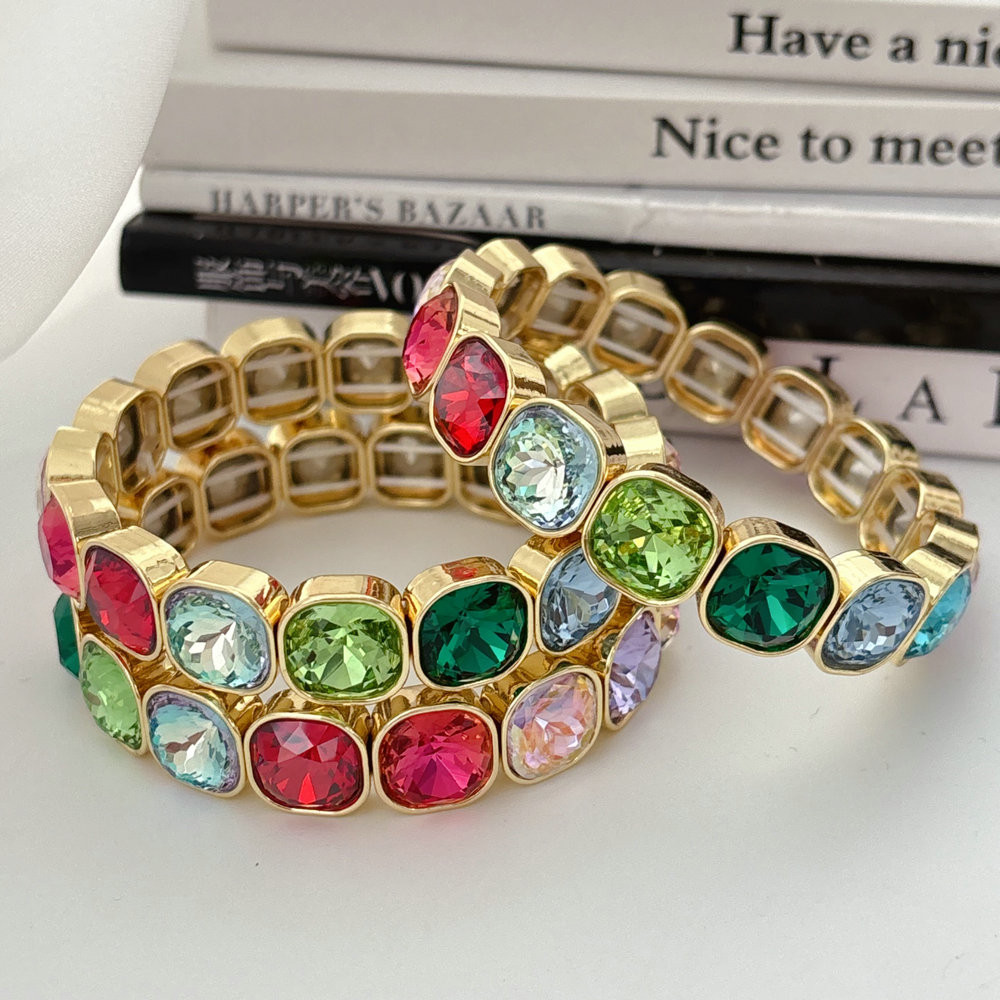 Colorful square stone bracelet