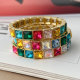 Sqaure colorful stone elstic bracelet
