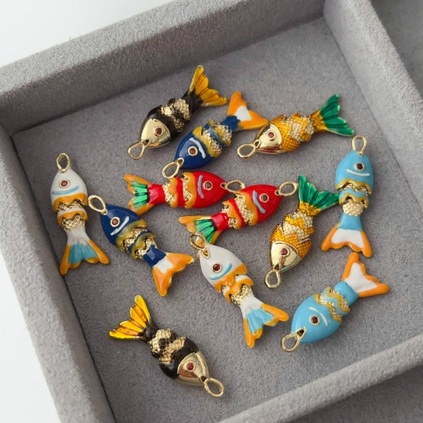 Enamel fish charm