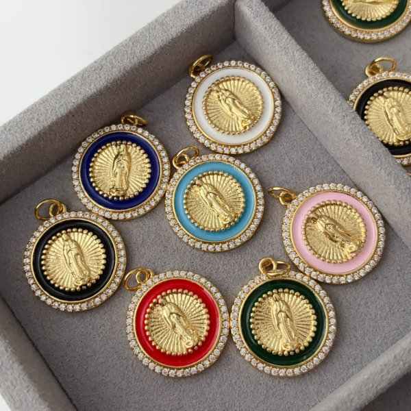 Enamel round charm