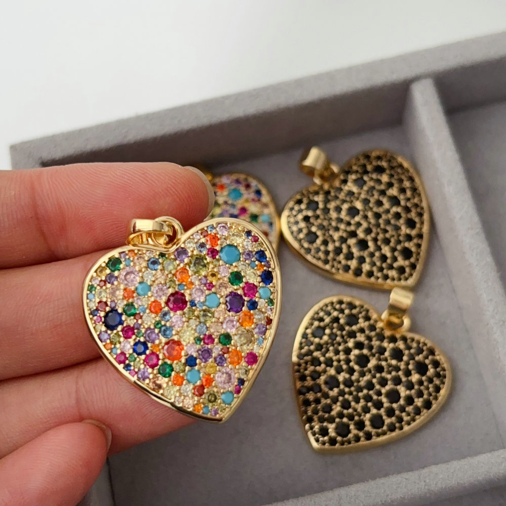 Pave zircon heart charm