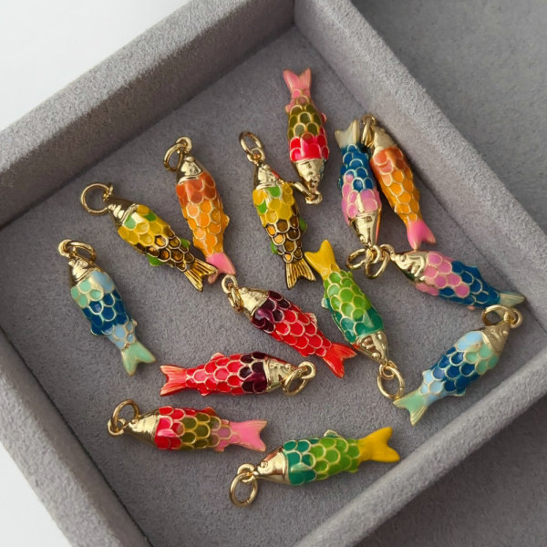 Enamel fish charm