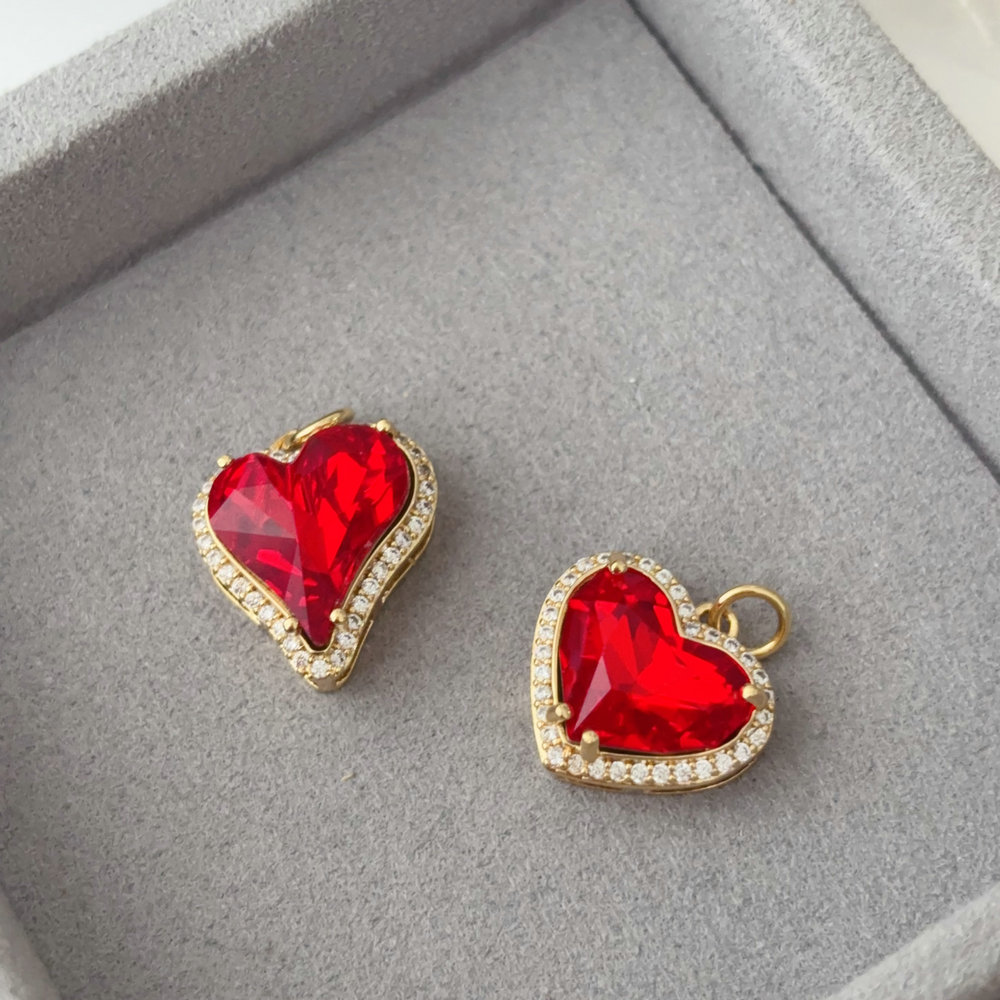 Red zircon heart charm