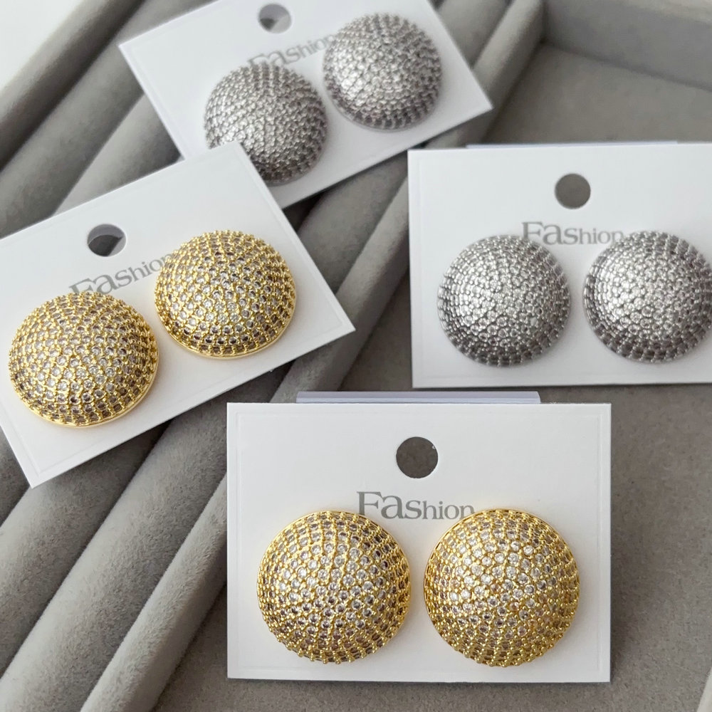 Pave zircon ball earrings