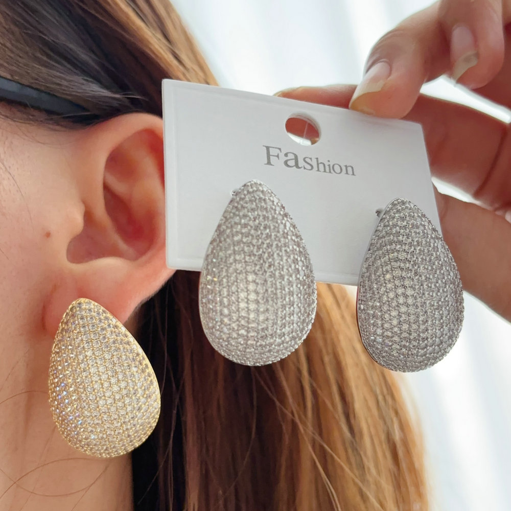 Pave zircon teardrop earrings