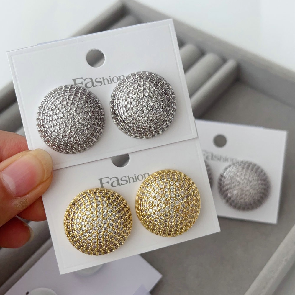 Pave zircon ball earrings