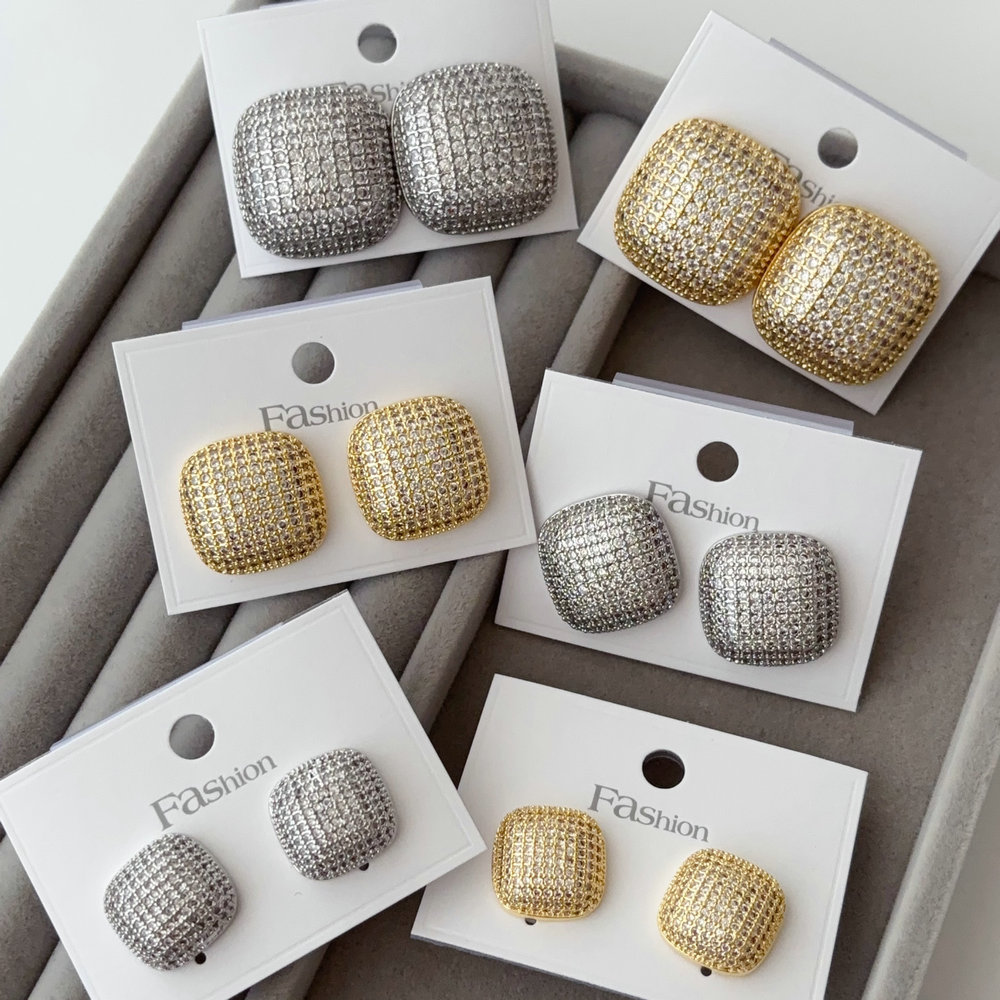 pave zircon square earrings samll midium 3.5$ big 4.5$
