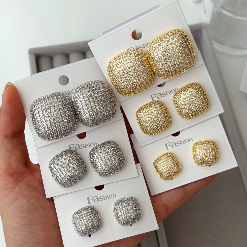 pave zircon square earrings samll midium 3.5$ big 4.5$