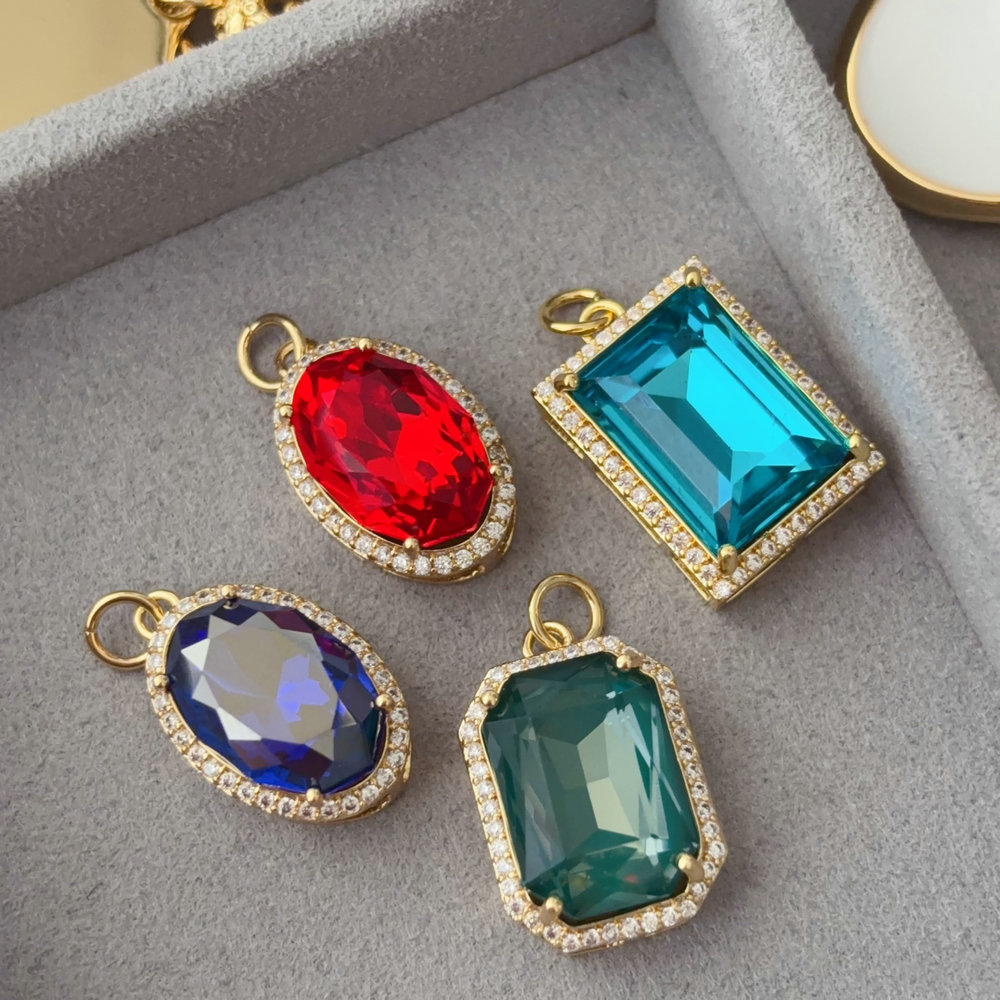 Pave zircon square charm