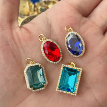 Pave zircon square charm