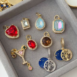Zircon square round charm