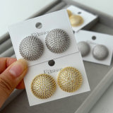 Pave zircon ball earrings