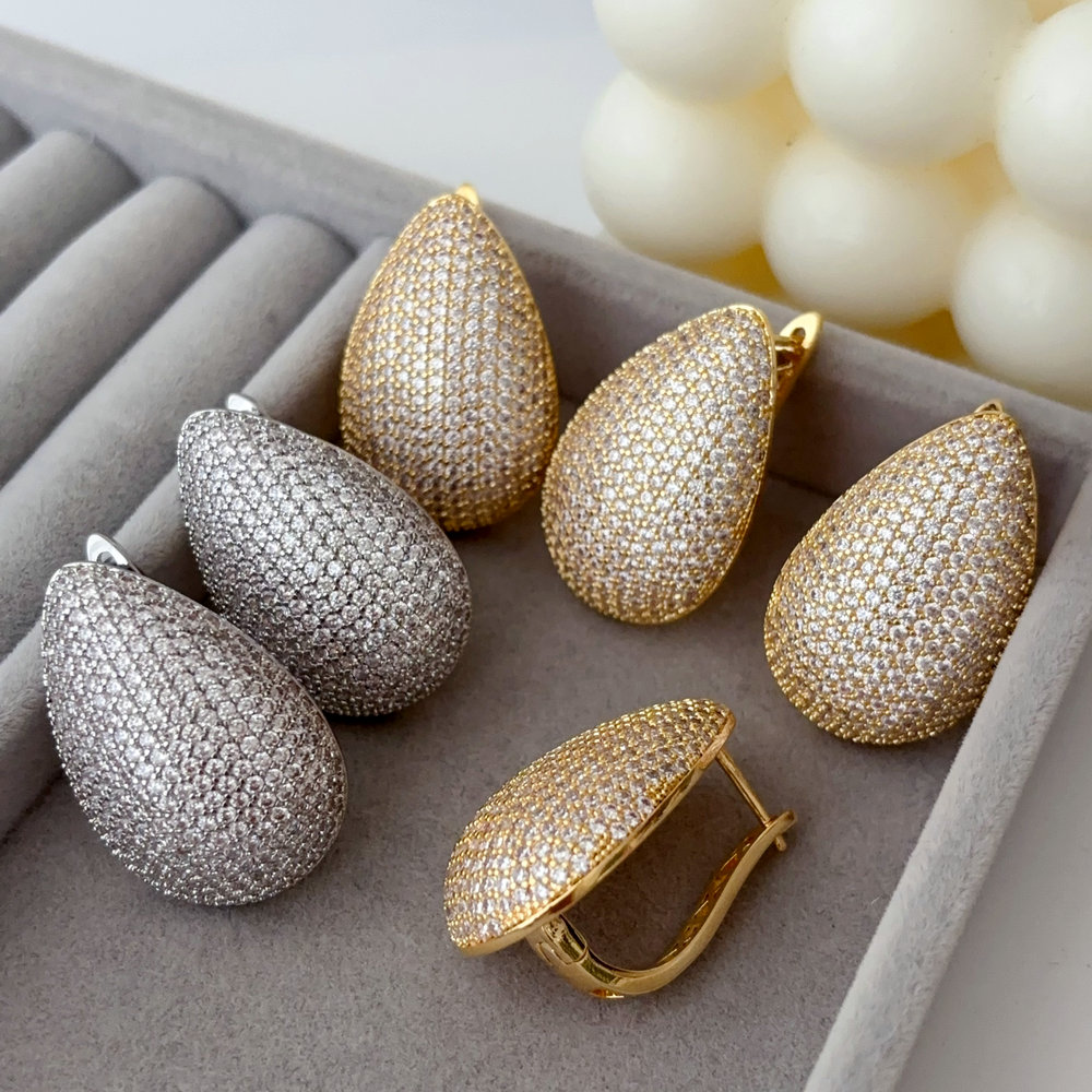 Pave zircon teardrop earrings