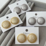 Pave zircon ball earrings