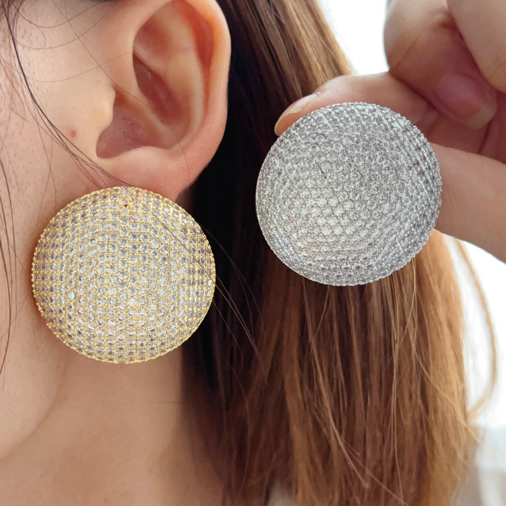pave zircon ball earrings small 3.5$ big 5$