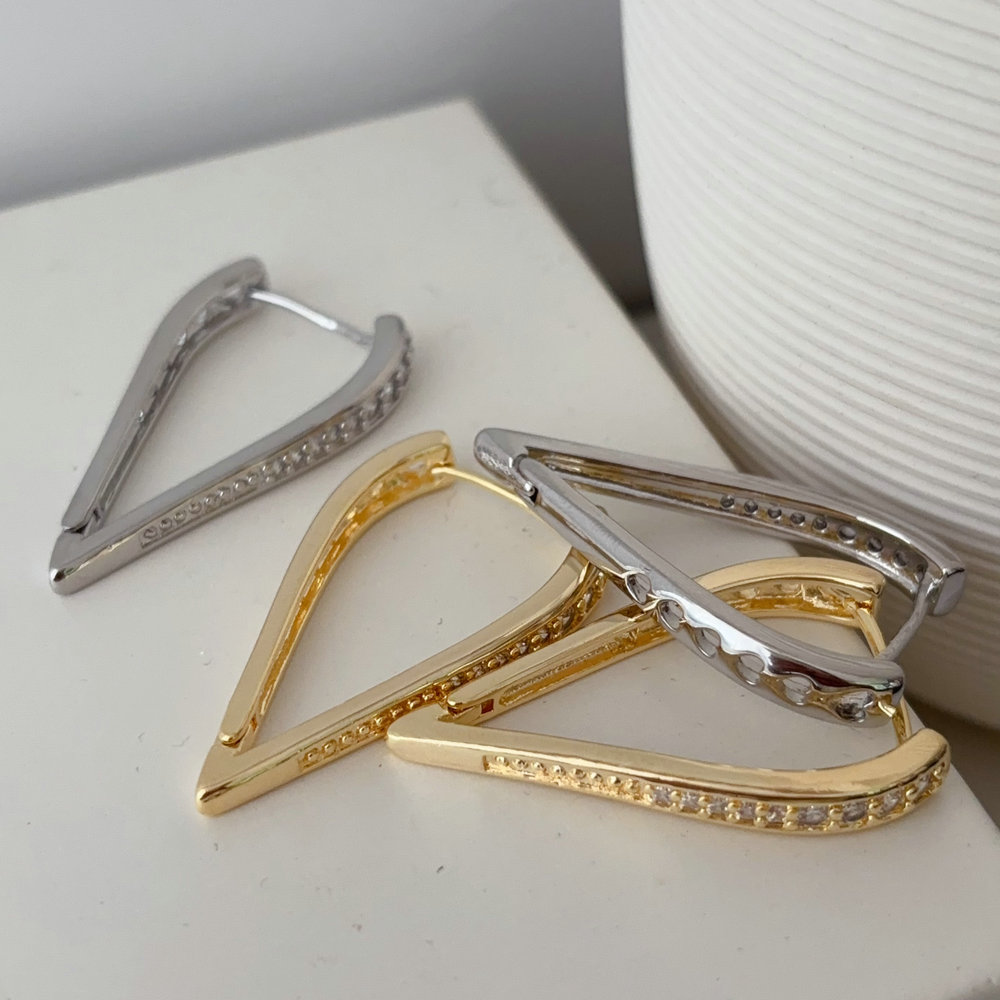 Pave zircon Triangle earrings