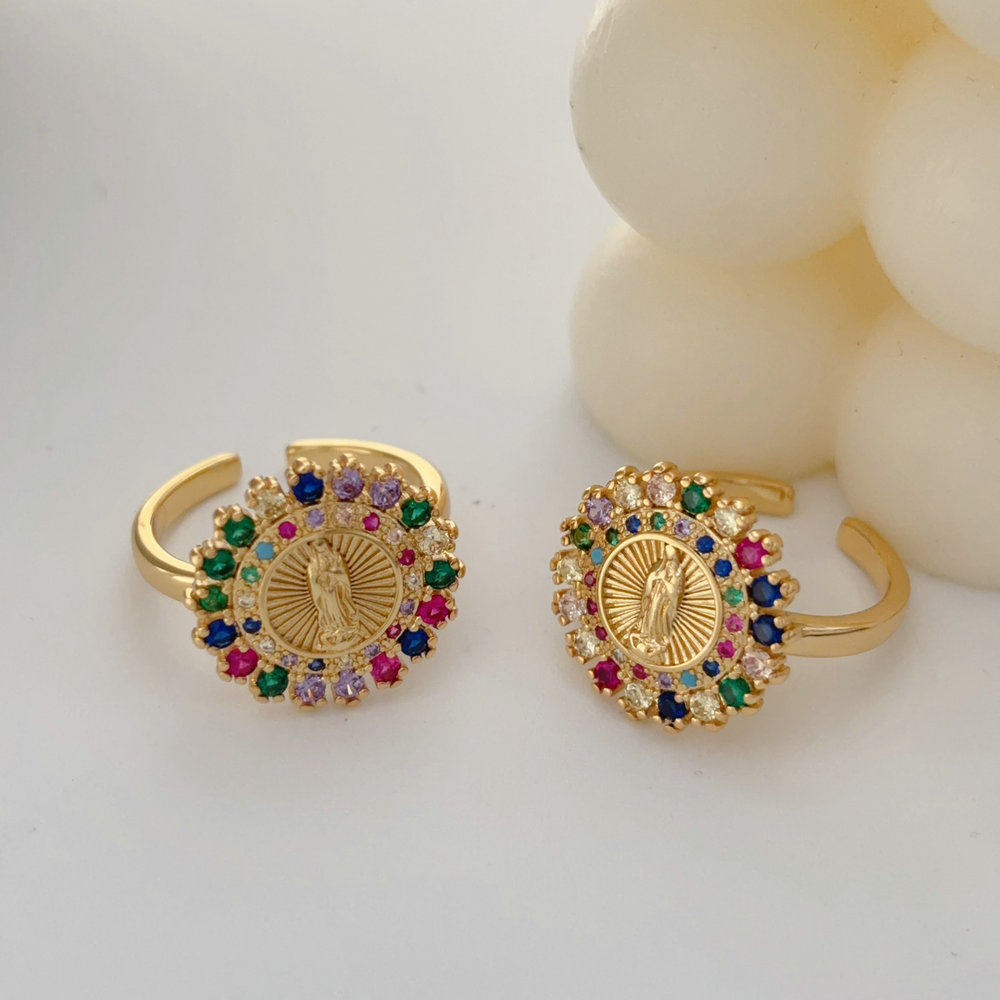 Pave colorful Religious Series Ring