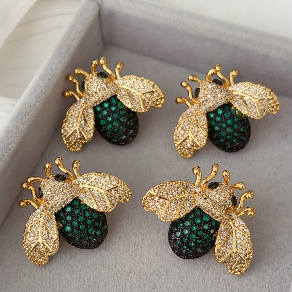 Pave bee earrings
