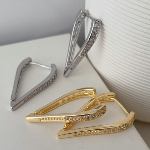 Pave zircon Triangle earrings