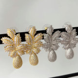 Pave zircon pinapple earrings