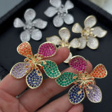 Chunky pave zircon flower earrings