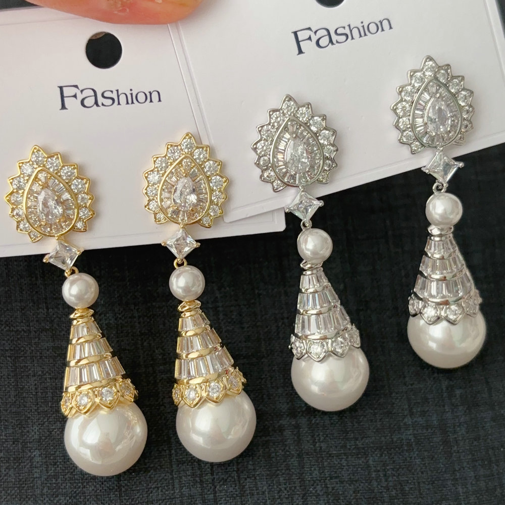 Pave zircon teardrop earrings