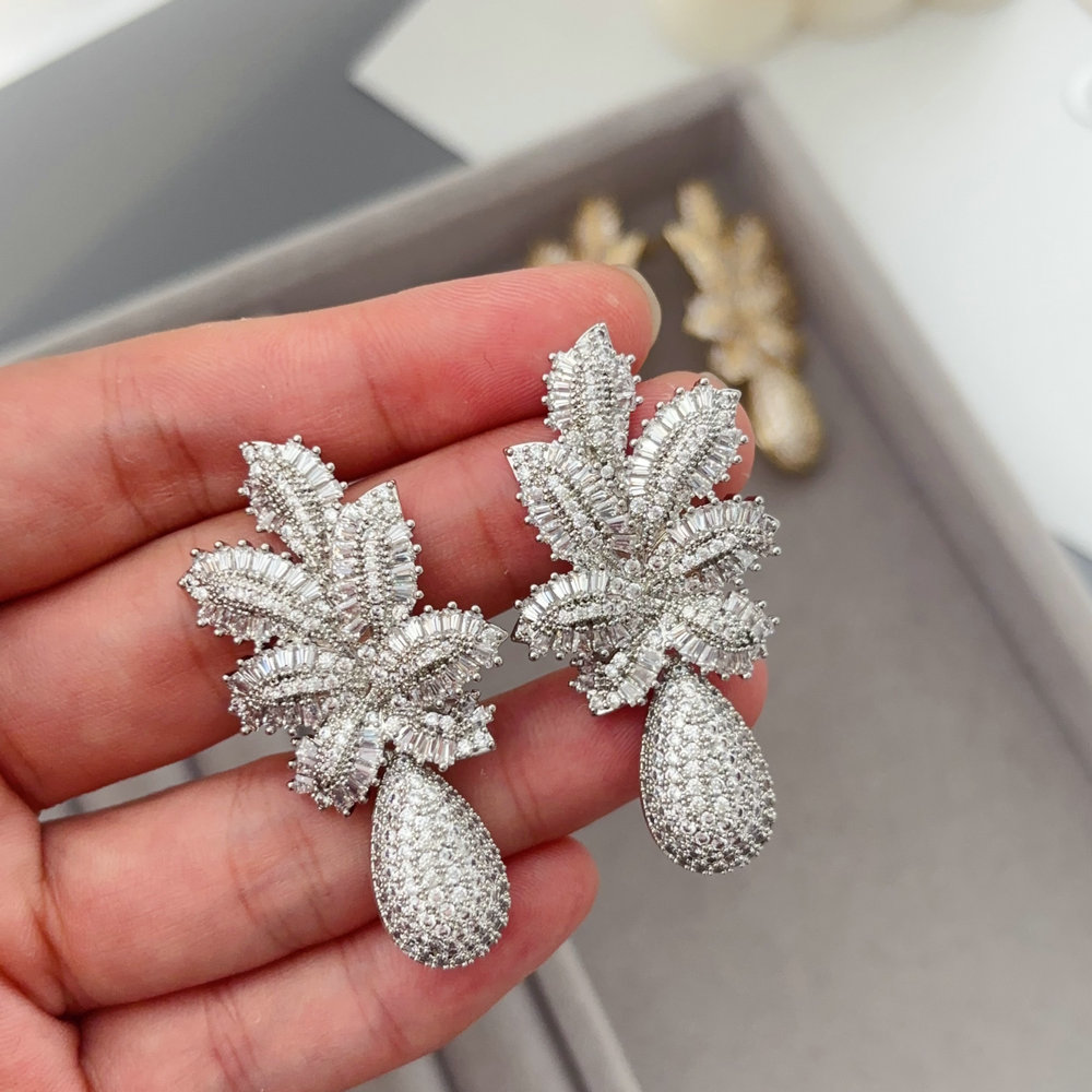 Pave zircon pinapple earrings